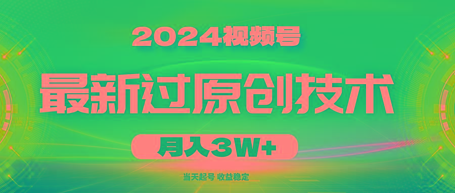2024视频号最新过原创技术，当天起号，收益稳定，月入3W+-Ai创业网