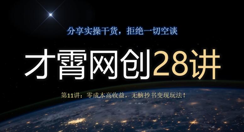 才霄网创28讲第11讲：零成本高收益，无脑抄书变现玩法！-Ai创业网