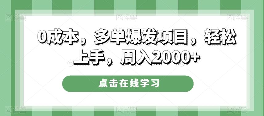 0成本，多单爆发项目，轻松上手，周入2000+-Ai创业网