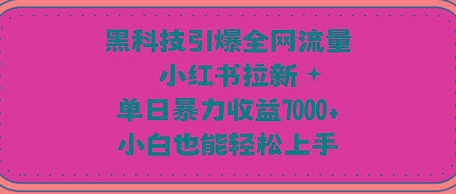 (9679期)黑科技引爆全网流量小红书拉新，单日暴力收益7000+，小白也能轻松上手-Ai创业网