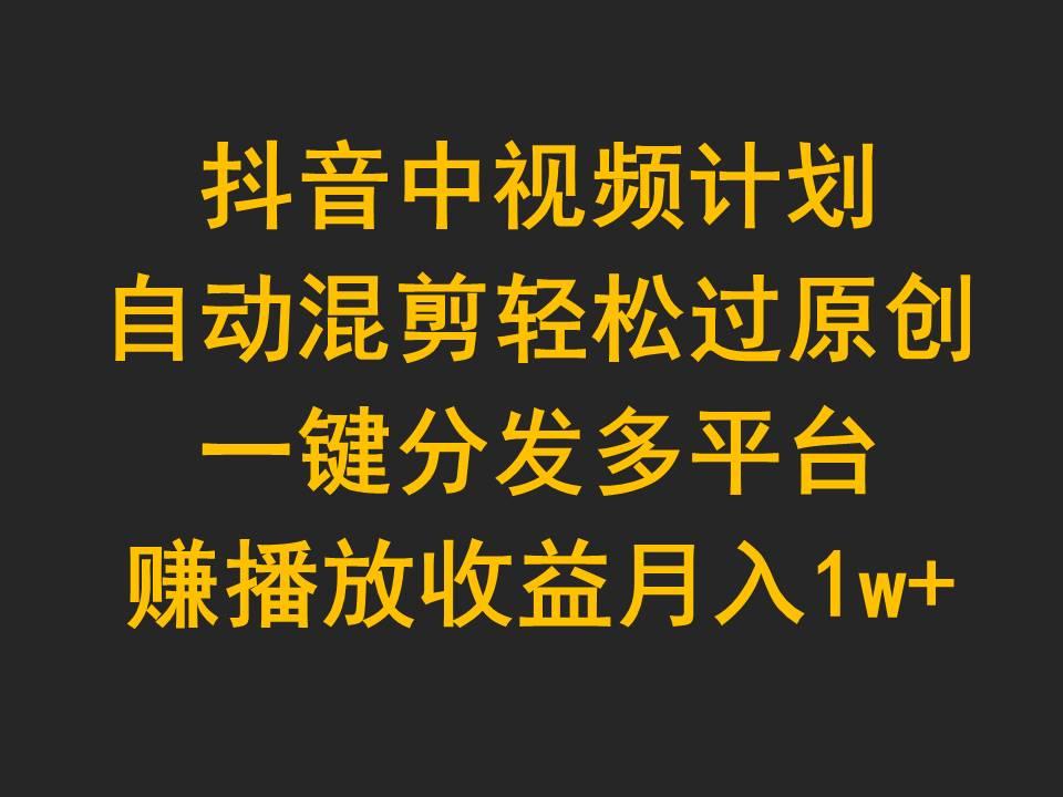 (9825期)抖音中视频计划，自动混剪轻松过原创，一键分发多平台赚播放收益，月入1w+-Ai创业网