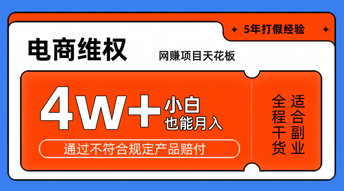 网赚项目天花板电商购物维权月收入稳定4w+独家玩法小白也能上手-Ai创业网