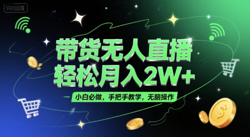 带货无人直播，轻松月入2W+，小白必做，手把手教学，无脑操作(附学习资料)-Ai创业网