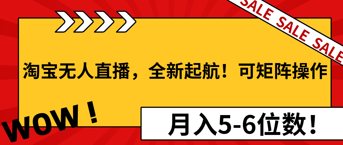 淘宝无人直播，全新起航！可矩阵操作，月入5-6位数！-Ai创业网