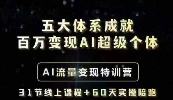 五大体系成就百万变现AI超级个体- AI流量变现特训营，一步一步教你一个人怎么年入百W-Ai创业网