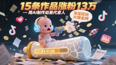 用AI制作幼崽代言人，宝宝的控诉火爆全网，15条作品涨粉13W，单号月入5位数实操教程-Ai创业网