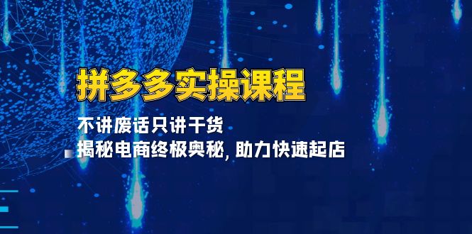 拼多多实操课程：不讲废话只讲干货, 揭秘电商终极奥秘,助力快速起店-Ai创业网