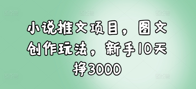 小说推文项目，图文创作玩法，新手10天挣3000-Ai创业网