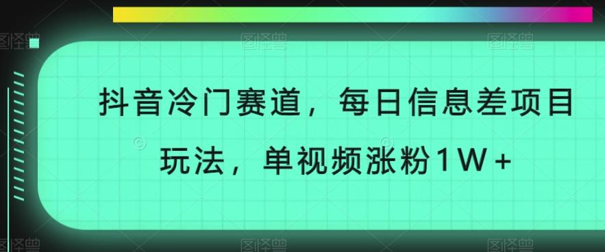 抖音冷门赛道，每日信息差项目玩法，单视频涨粉1W+-Ai创业网