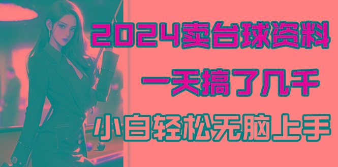 2024卖台球资料，一天搞了几千，小白轻松无脑上手-Ai创业网