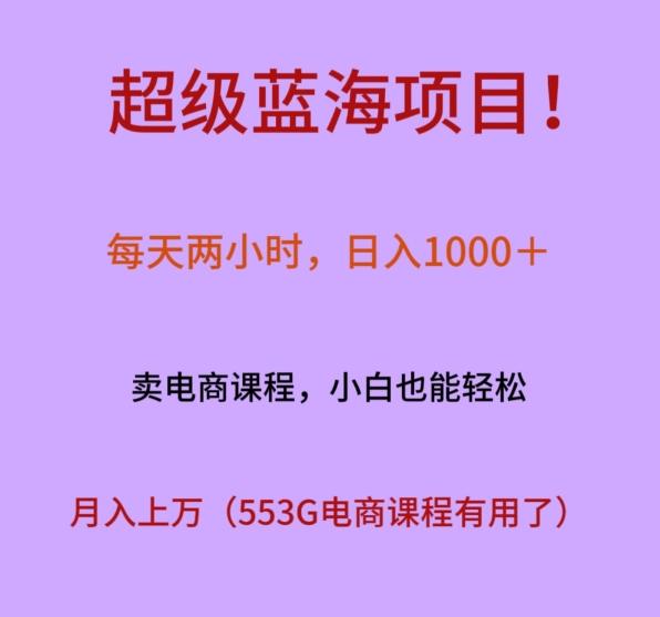 超级蓝海项目！每天两小时，日入‌1000＋，卖电商课程，小白也能轻‌松，月入上万-Ai创业网