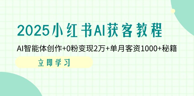 2025小红书AI获客教程：AI智能体创作+0粉变现2万+单月客资1000+秘籍-Ai创业网