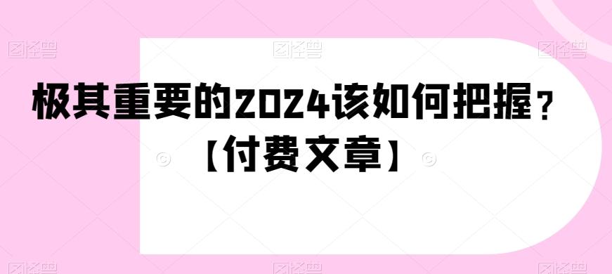 极其重要的2024该如何把握？【付费文章】-Ai创业网