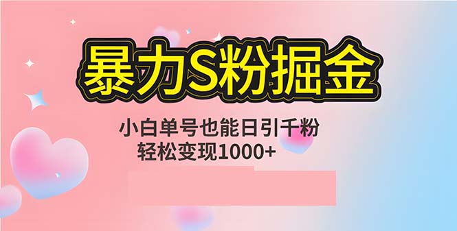 单人单机日引千粉，变现1000+，S粉流量掘金计划攻略-Ai创业网