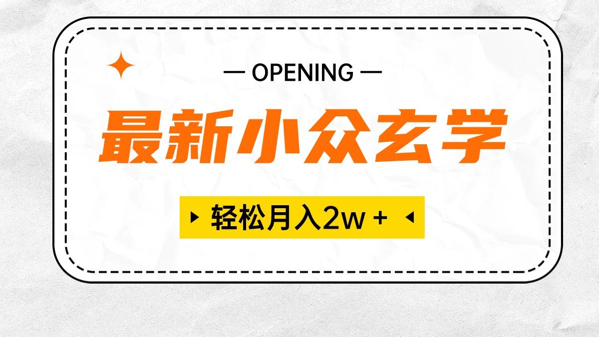 最新小众玄学项目，保底月入2W＋ 无门槛高利润，小白也能轻松掌握-Ai创业网