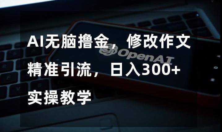 AI无脑撸金，修改作文精准引流，日入300+，实操教学【揭秘】-Ai创业网