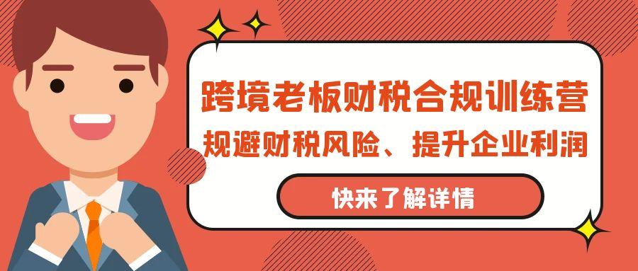 (9838期)跨境老板-财税合规训练营，规避财税风险、提升企业利润-Ai创业网