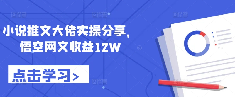 小说推文大佬实操分享，悟空网文收益12W-Ai创业网