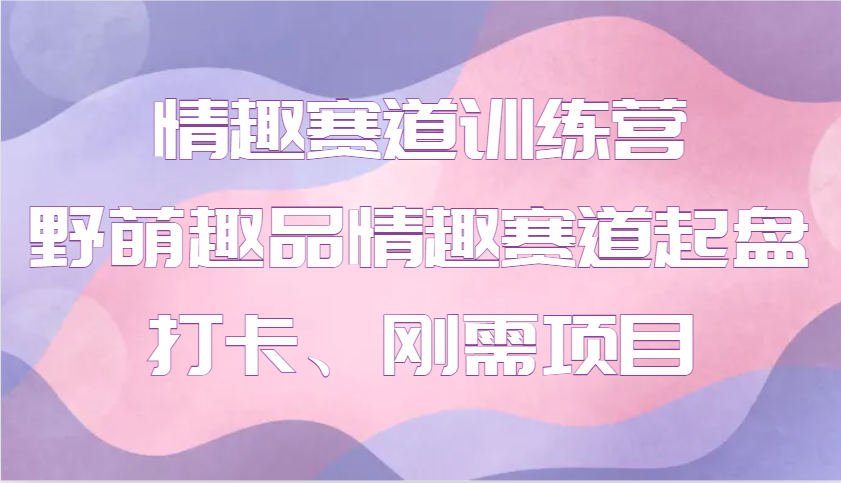 情趣赛道训练营 野萌趣品情趣赛道起盘打卡、刚需项目-Ai创业网
