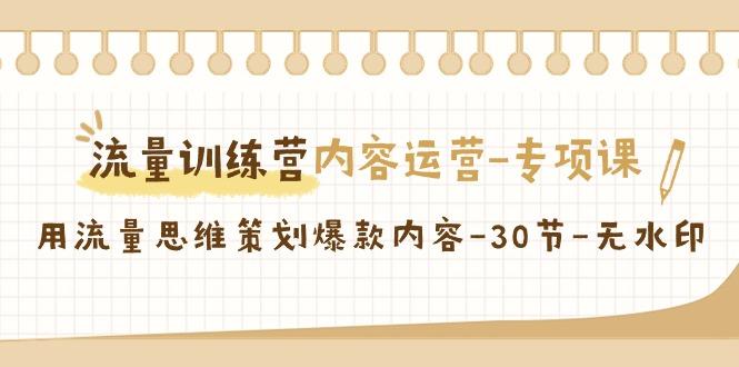 流量训练营之内容运营专项课，用流量思维策划爆款内容(30节课)-Ai创业网