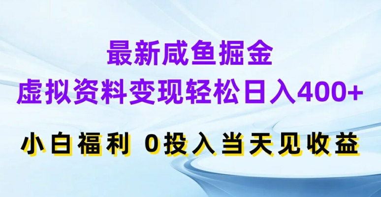 最新咸鱼掘金，虚拟资料变现，轻松日入400+，小白福利，0投入当天见收益【揭秘】-Ai创业网