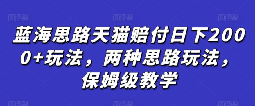 蓝海思路天猫赔付日下2000+玩法，两种思路玩法，保姆级教学【仅揭秘】-Ai创业网