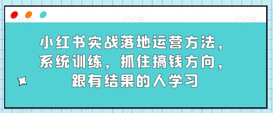 小红书实战落地运营方法，系统训练，抓住搞钱方向，跟有结果的人学习-Ai创业网
