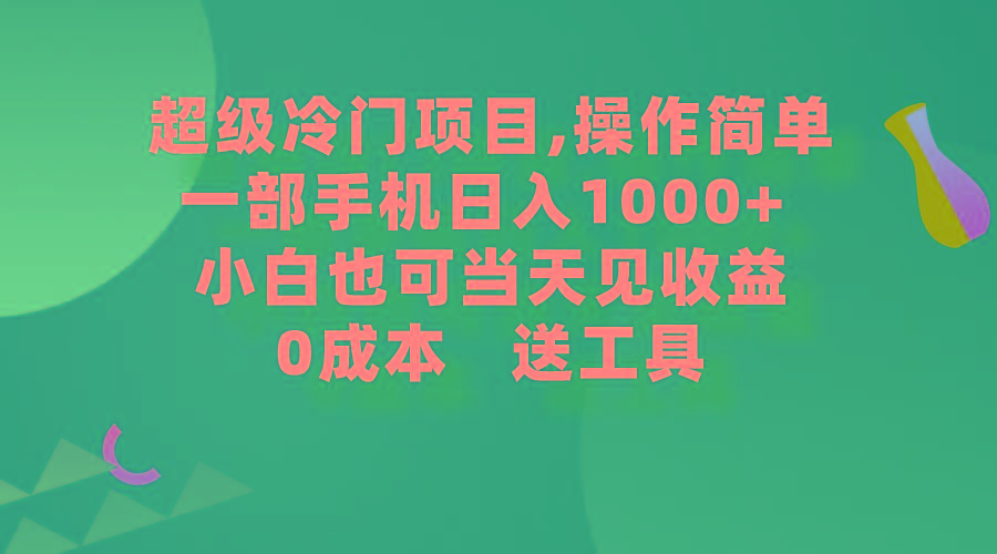 (9291期)超级冷门项目,操作简单，一部手机轻松日入1000+，小白也可当天看见收益-Ai创业网
