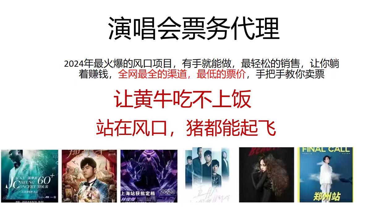 演唱会2024票务代理，全网最低的票价，手把手教你卖票，日入2000+-Ai创业网