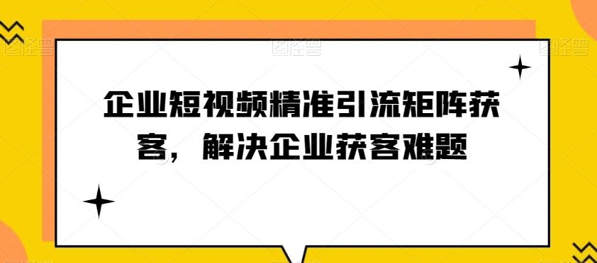 企业短视频精准引流矩阵获客，解决企业获客难题-Ai创业网