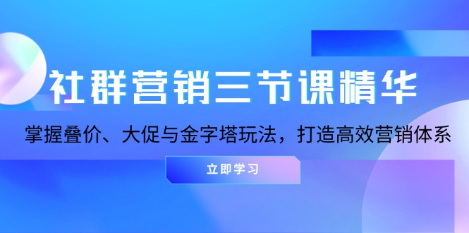 社群营销三节课精华：掌握叠价、大促与金字塔玩法，打造高效营销体系-Ai创业网