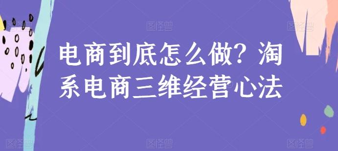 电商到底怎么做？淘系电商三维经营心法-Ai创业网