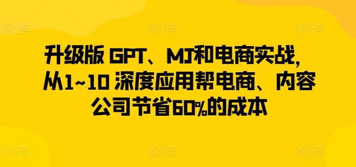 升级版 GPT、MJ和电商实战，从1~10 深度应用帮电商、内容公司节省60%的成本-Ai创业网