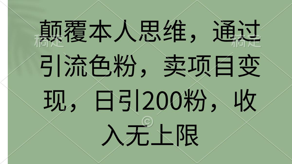 (9523期)颠覆本人思维，通过引流色粉，卖项目变现，日引200粉，收入无上限-Ai创业网