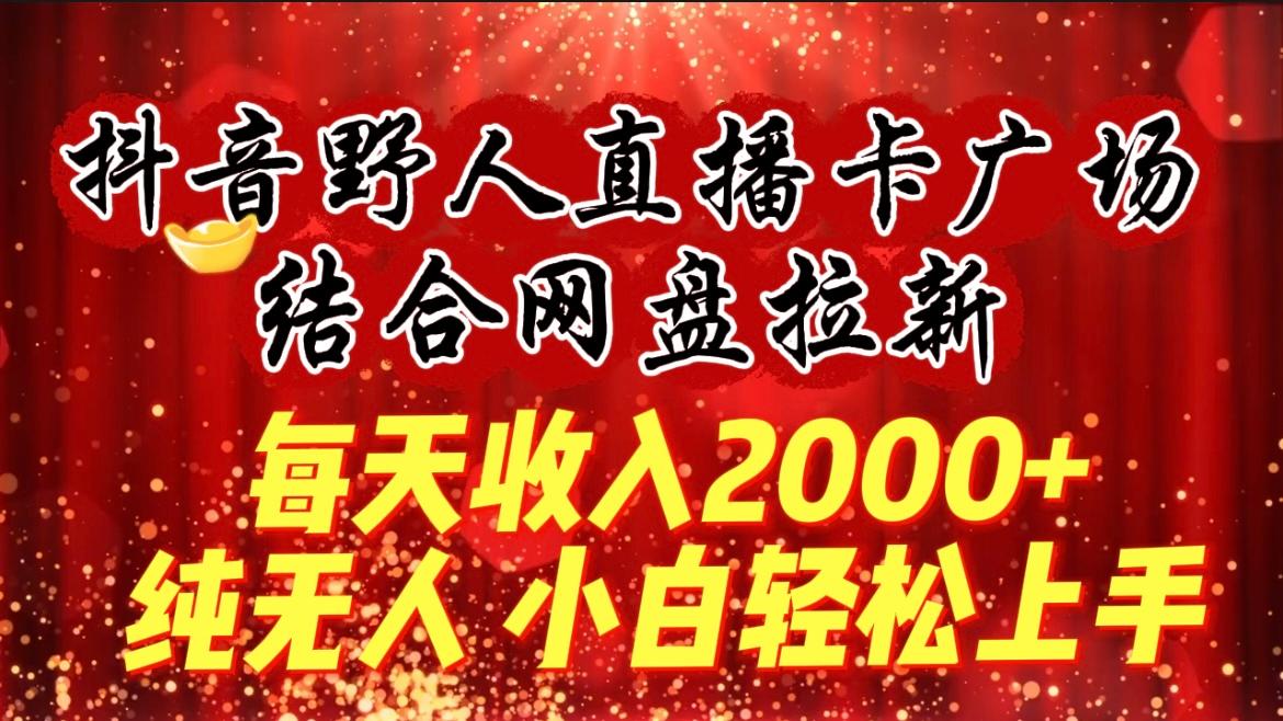 (9504期)每天收入2000+，抖音野人直播卡广场，结合网盘拉新，纯无人，小白轻松上手-Ai创业网