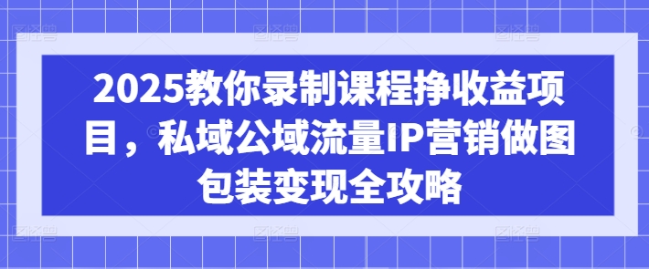 2025教你录制课程挣收益项目，私域公域流量IP营销做图包装变现全攻略-Ai创业网