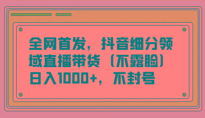 全网首发，抖音细分领域直播带货(不露脸)项目，日入1000+，不封号-Ai创业网