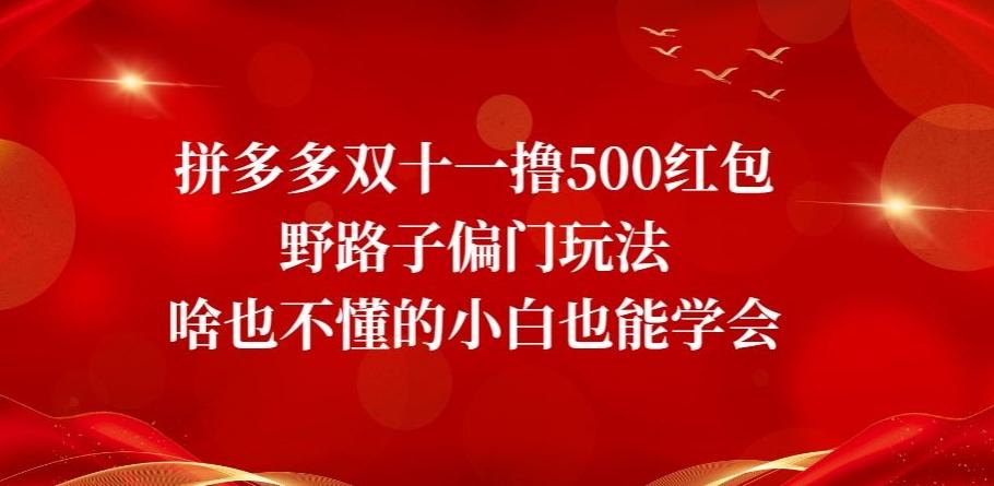 拼多多双十一撸500红包野路子偏门玩法，啥也不懂的小白也能学会【揭秘】-Ai创业网