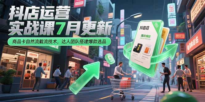 抖店运营实战课7月更新，商品卡自然流截流技术，达人团队搭建爆款选品-Ai创业网