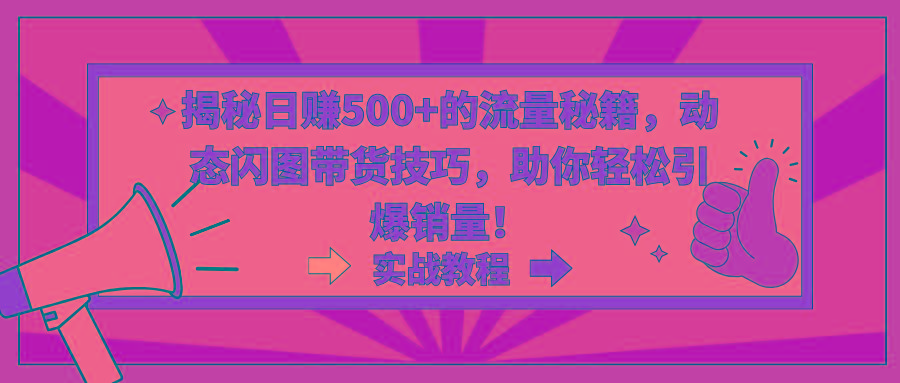 揭秘日赚500+的流量秘籍，动态闪图带货技巧，助你轻松引爆销量！-Ai创业网